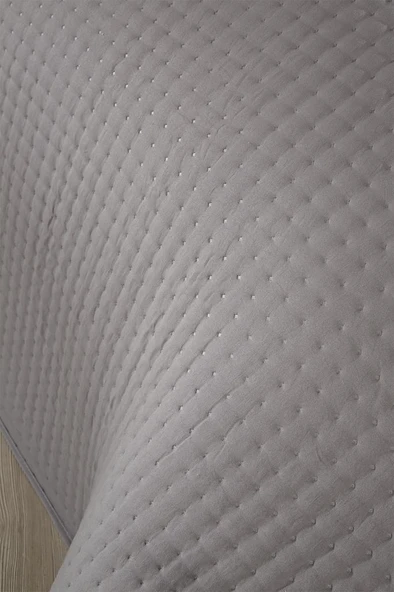 Elisa Dolgulu Çift Taraflı Tek Kişilik 180x240 Cm Yatak Örtüsü Koyu Gri - Resim 6