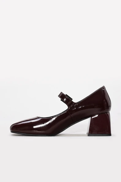 Hakiki Deri  Kadın Kalın Topuklu Ayakkabı 010ZA8714 - Resim 12