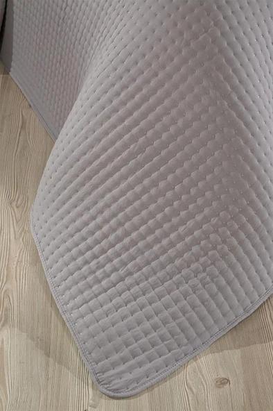 Elisa Dolgulu Çift Taraflı Tek Kişilik 180x240 Cm Yatak Örtüsü Koyu Gri - Resim 4