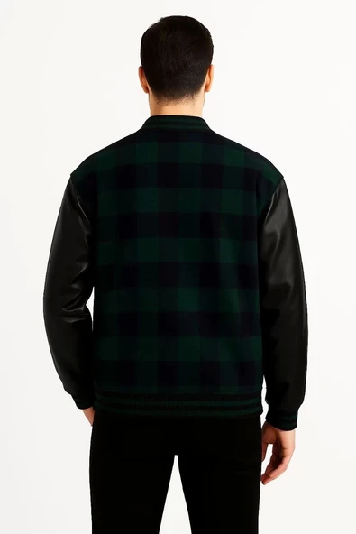 Kolları Suni Deri içi Astarlı Oduncu Kolej içi Ceket - Haki - 2