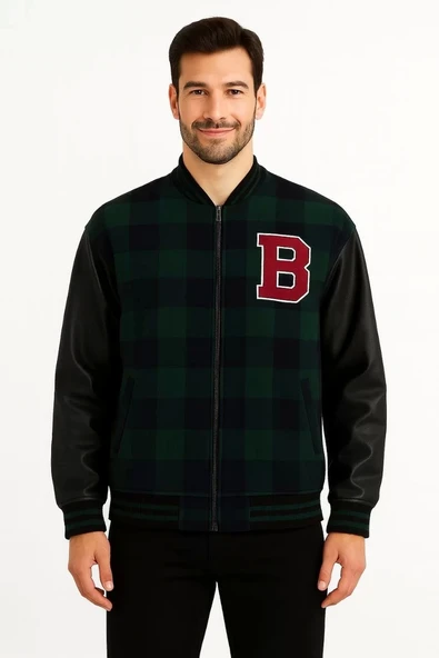 Kolları Suni Deri içi Astarlı Oduncu Kolej içi Ceket - Haki - 3