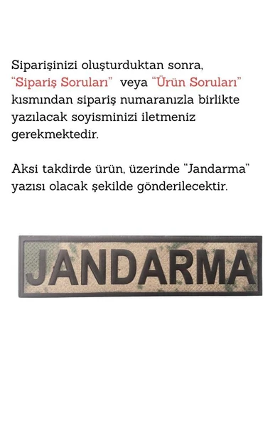 PVC Jandarma Eğitim TPU Arkası Cırtlı Soy İsim Yazdırılabilir İsimlik 1 Adet - 2