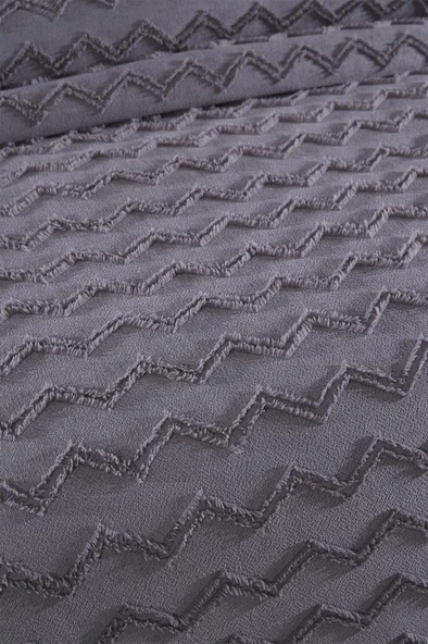 Çeyiz Diyarı Lumpa 3 Parça Çift Kişilik Pike Takımı Antrasit - Resim 3