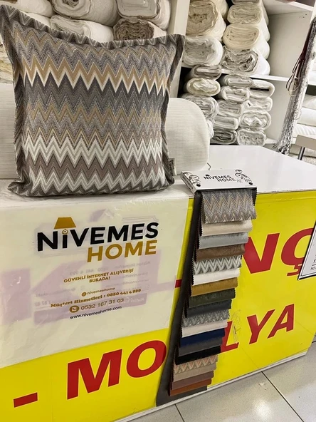 NİVEMESHOME BORAN 01 (45X45) ELYAF DOLGULU KIRLENT - 5