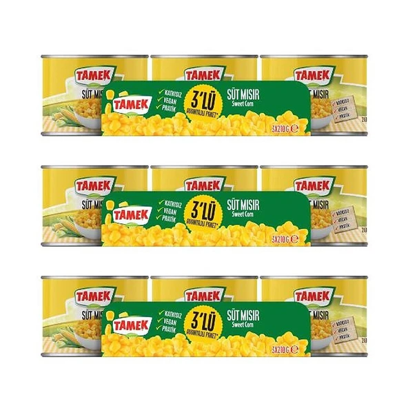 Tamek Mısır Konservesi 3x210 gr x 3 Adet - 1