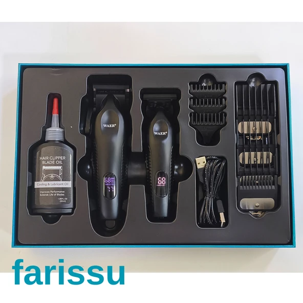WAER 2'si 1 Arada Profesyonel Saç Kesme ve Sakal Düzeltme Makinesi Seti - 3
