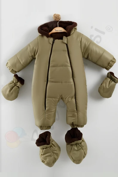 YENİ Patikli İçi Peluş Eldivenli Kapüşonlu Çocuk Kar Kışlık Erkek Bebek Astronot Tulum Kozmonot Mont