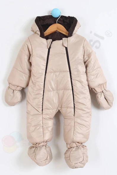 YENİ Patikli İçi Peluş Eldivenli Kapüşonlu Çocuk Kar Kışlık Erkek Bebek Astronot Tulum Kozmonot Mont - 8