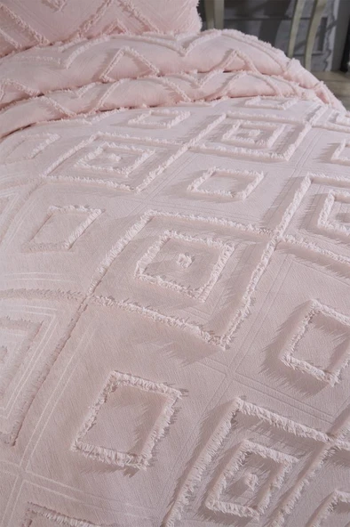 Çeyiz Diyarı Samira 2 Parça Tek Kişilik Pike Takımı Pudra - Resim 5