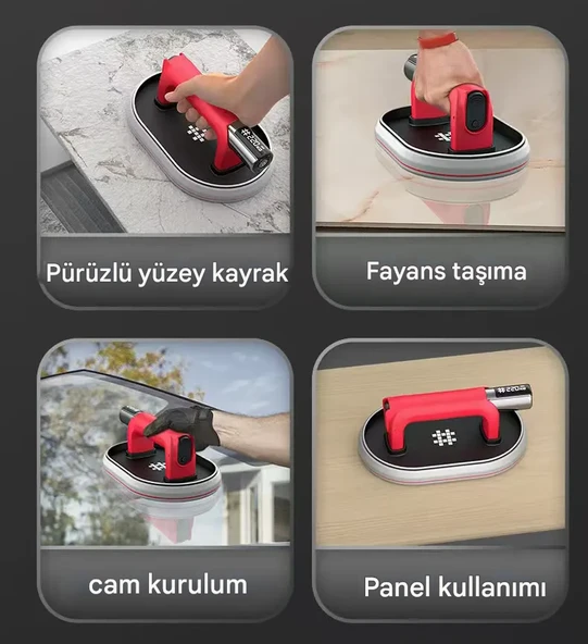 220 Kg Yüksek Güçlü Emiş Dijital Göstergeli Vakumlu Vantuz Cam Seramik Mermer Ağır Yük Taşıma Vakum - Resim 2