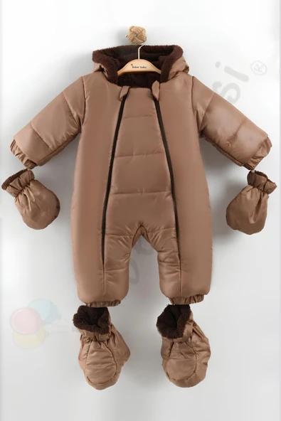 YENİ Patikli İçi Peluş Eldivenli Kapüşonlu Çocuk Kar Kışlık Erkek Bebek Astronot Tulum Kozmonot Mont - 5