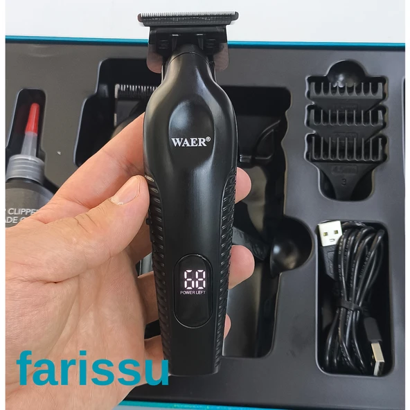 WAER 2'si 1 Arada Profesyonel Saç Kesme ve Sakal Düzeltme Makinesi Seti - 5