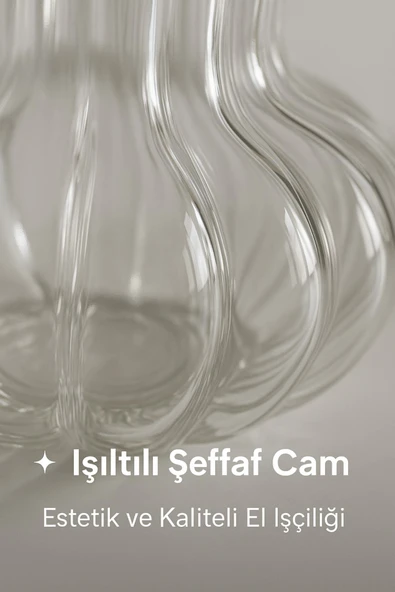 El Yapımı Şeffaf Cam Vazo – Papatya, Gül, Lilyum için Dekoratif Vazo 12 cm - 7