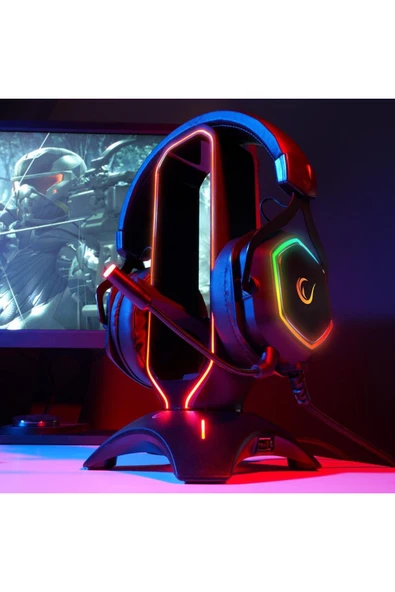 Rampage Rm-h66 Guard Siyah Rgb Işıklı 2*usb Port Kulaklık Için Stand - Resim 5