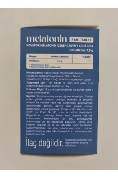 Nova İlaç NOVAFOR MELATONİN 3 MG 60 TABLET TAKVİYE EDİCİ GIDA - 5