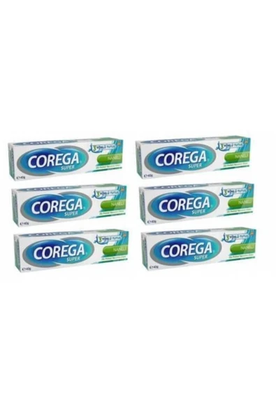Corega Süper Protez Yapıştırıcı Naneli Krem 40 gr 6 Kutu - 1
