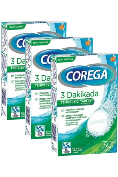Corega Diş Protezi Temizleyici Tablet 30'lu- 3 Adet - 1