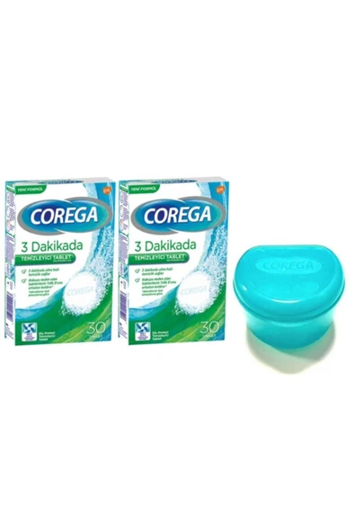 Corega Diş Protezi Temizleyici Tablet 30'lu .2 Kutu + Protez Saklama Kabı - 1