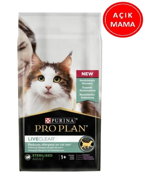 ProPlan LiveClear Sterilized Somonlu Alerji Önleyici Kedi Maması 1 kg AÇIK