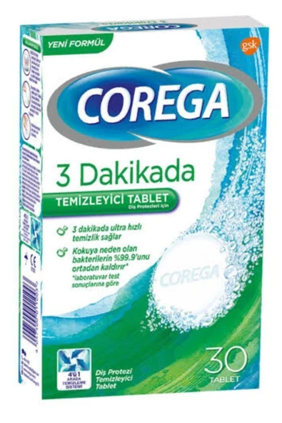 Corega Temizleyici Tablet 30 Adet  3 Dakikada Temizlik - 1