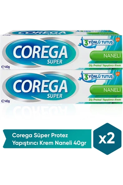 Corega Super Naneli Diş Protezi Yapıştırıcı Krem 2 X 40 G ürün görseli