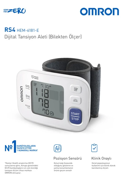 Omron Rs4 Hem-6181-e Sensörlü 60 Hafızalı Bilekten Tansiyon Aleti - 2