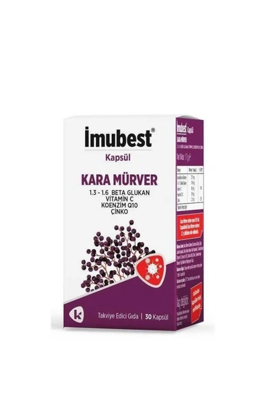 İmubest Imubest Kara Mürver Beta Glukan Vitamin C Koenzym Q-10 Ve Çinko Içeren 30 Kapsül ürün görseli