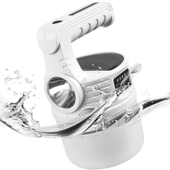 BUFFER® LED Güneş Enerjili Kamp Lambası–2000 Lümen Süper Parlak, 5 Aydınlatma Modlu,USB ile Şarj Edilebilir Dış Mekan,Asılabilir Torch El Feneri - 4