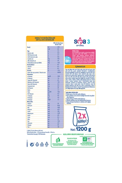 SMA Optipro 2 Devam Sütü 1200 gr 3 Adet - Resim 4