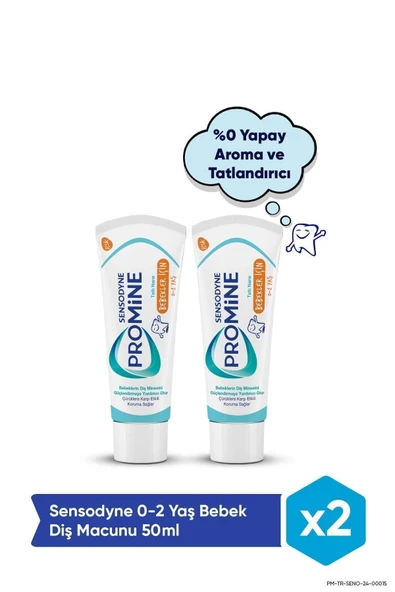 Sensodyne Promine 0-2 Yaş Bebekler İçin Yapay Aroma&Tatlandırıcı İçermeyen Diş Macunu 50ml x 2 Adet - 1