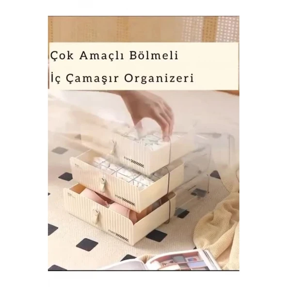 Piev Çok Amaçlı Bölmeli İç Çamaşırı Çorap Bebek Kıyafeti Çekmeceli Düzenleyici Organizer - Resim 4