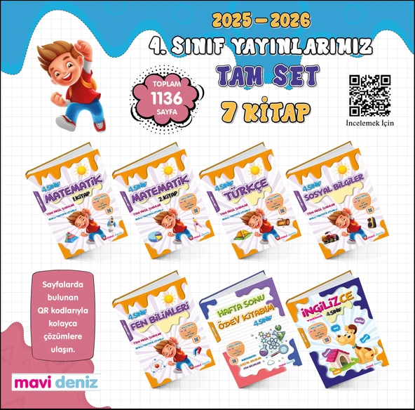 Mavi Deniz 2026 4. Sınıf Tüm Dersler Tam Seti 7 Kitap ürün görseli