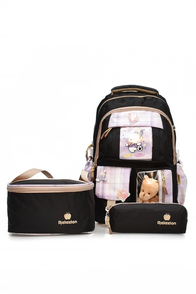 Elatae 3'lü İlkokul Çantası Seti Okul Çantası & Termal Beslenme Çantası & Kalemlik Siyah 1395 ürün görseli