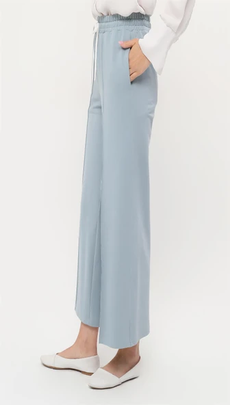 Oslo Belden Bağlamalı Lastikli Pantolon - (38-46) - 71126 - Buz Mavisi - Resim 3