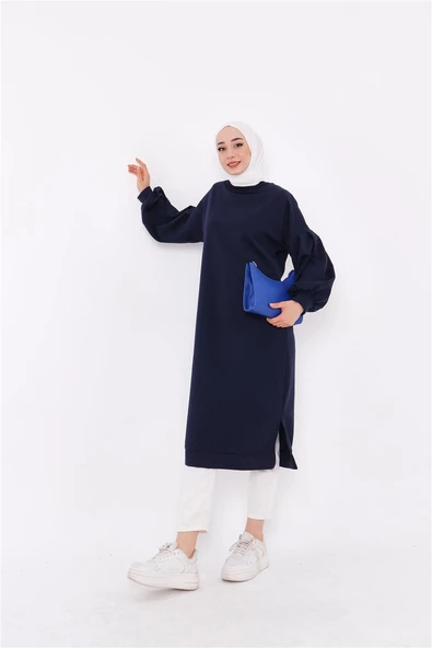 Hira Balon Kol Midi Boy Sade Basic Sweatshirt - 03031-1.015 - Lacivert - Resim 10