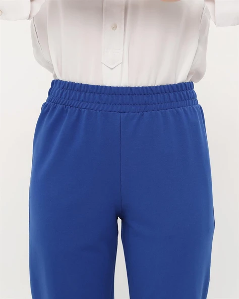 Step Paçası Manşetli Beli Lastikli Pantolon - (38-46) - 71125 - Saks - Resim 4