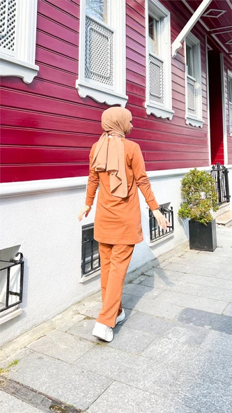 Koldan Bağcıklı Şeritli Çıtçıtlı İkili Tesettür Eşofman Takımı - (38-46) - 71180 - Hardal - Resim 10