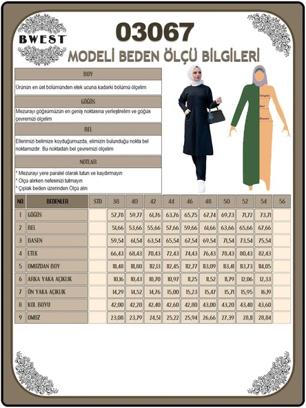 Önden İki Cepli Sade Basic Uzun Tunik Pantolon İkili Spor Takımı - 03067-1.016 - Vizon - Resim 9