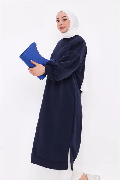 Hira Balon Kol Midi Boy Sade Basic Sweatshirt - 03031-1.015 - Lacivert - Resim 9