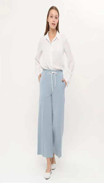 Oslo Belden Bağlamalı Lastikli Pantolon - (38-46) - 71126 - Buz Mavisi ürün görseli