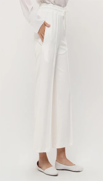 Oslo Belden Bağlamalı Lastikli Pantolon - (38-46) - 71126 - Krem - Resim 3