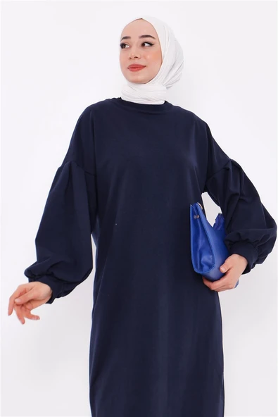 Hira Balon Kol Midi Boy Sade Basic Sweatshirt - 03031-1.015 - Lacivert - Resim 8