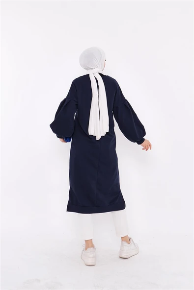 Hira Balon Kol Midi Boy Sade Basic Sweatshirt - 03031-1.015 - Lacivert - Resim 5