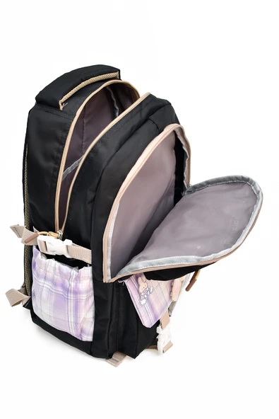 Elatae 3'lü İlkokul Çantası Seti Okul Çantası & Termal Beslenme Çantası & Kalemlik Siyah 1395 - Resim 4