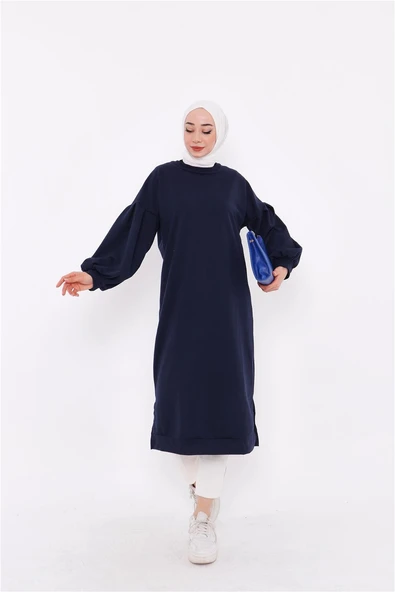 Hira Balon Kol Midi Boy Sade Basic Sweatshirt - 03031-1.015 - Lacivert - Resim 7