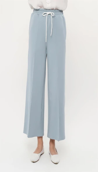 Oslo Belden Bağlamalı Lastikli Pantolon - (38-46) - 71126 - Buz Mavisi - Resim 4
