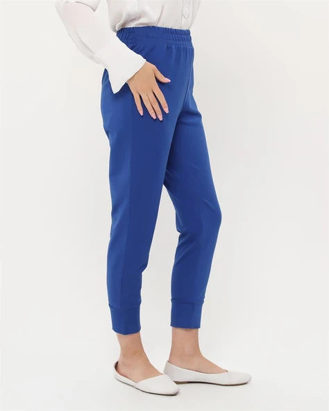 Step Paçası Manşetli Beli Lastikli Pantolon - (38-46) - 71125 - Saks - Resim 2