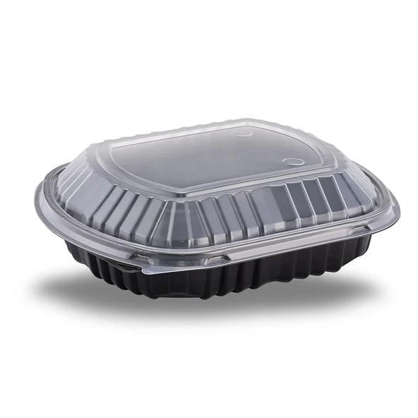 Şeffaf Kapaklı Sıcak Soğuk Isıya Dayanıklı Yemek Salata Kabı Kutusu - Kare - 21x25 Cm. - 30 Adet - Resim 4