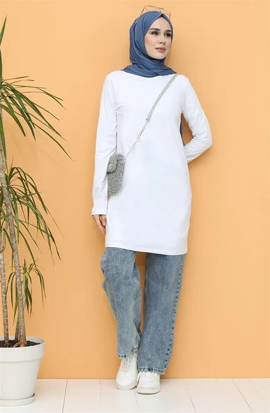 Doğa Sade Basic Tunik - 06016-1.002 - Beyaz ürün görseli