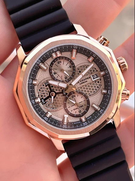 Lee Cooper İtalyan Tasarım Bileklik Hediyeli Silikon Kordon 5 Atm Erkek Kol Saati ELC.08238.472 - Resim 5